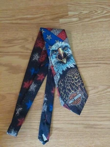 Vintage 1994 Harley Davidson HD American Bald Eagle Tie Ralph Marlin Necktie USA - Imagen 1 de 5