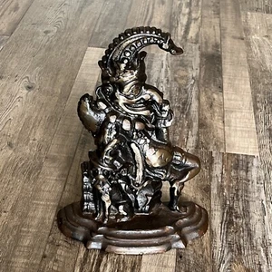 ANTIGUO TOPE DE PUERTA ARTE POPULAR BROMISTA Y PERRO BUFÓN DE HIERRO FUNDIDO DE COLECCIÓN RARO - Imagen 1 de 8