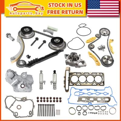 PARA GM 2.2L 2.4L Ecotec Kit de cadena de distribución VCT actuador selenoide engranaje bomba de agua Foto 1 de 4