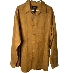 Claiborne Vintage Faux Suede Textured Dress Shirt Men’s Size XXL 100% Polyester - Picture 1 of 14