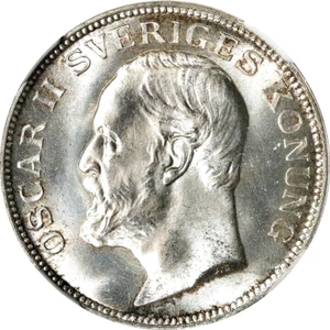 1907 EB Sweden 1 Krona, NGC MS 66, Attractive Example - Picture 1 of 3