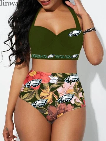 Philadelphia Eagles Swimsuit High Waist Bikini Swimwear Bathing Wear Beachwear Cover