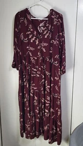 SONOMA Women SZ XL 3/4 Sleeve Button Front Maxi Dress Bishop Sleeve Pockets Boho - Picture 1 of 9