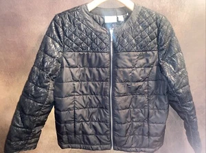 Chicos 2 L Quilted Career Jacket Black Zip Up L Vintage 🧡 - Picture 1 of 13