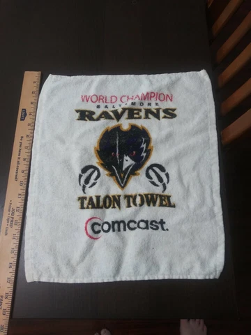 Vintage 15" x 18" Baltimore Ravens WORLD CHAMPIONS TALON TOWEL Comcast 2001 Rare Cover