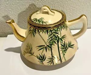 Antique Vtg 1930's-40's Soho China Satsuma Hand-Painted Bamboo Tea Pot Beautiful - Picture 1 of 7