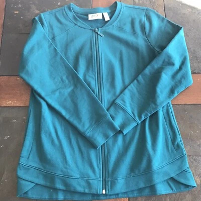 DENIM & CO. Women’s Small Active French Terry Jacket Teal Green - Image 1 of 4