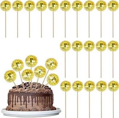 Adornos para cupcakes con bola de discoteca 20 piezas decoraciones para pasteles - Imagem 1 de 4