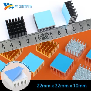 10/15/20pcs 22x22x10mm Aluminium Heatsink Thermal Tape Assembled for CPU,IC,LED - Picture 1 of 13