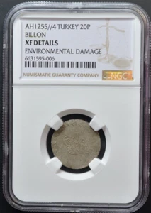 TURKEY, 20P, AH 1255 4, NGC---444---- - Picture 1 of 5