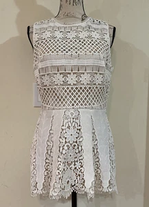 ELIE TAHARI Alessandra Floral-Crochet Blouse Size 8 - Picture 1 of 11