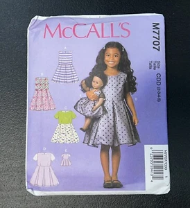 McCalls sewing pattern 7707 CDD Child/Girls' Dresses and 18" Doll Dress-2-3-4-5  - Picture 1 of 6