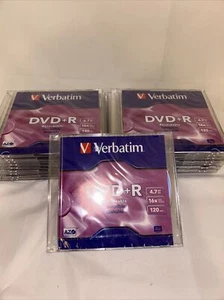 (19 Single)  Verbatim DVD+R 120-min 4.7GB 16X Record able Blank Media Sealed D3 - Picture 1 of 3