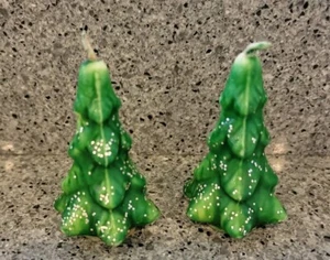 Vintage Gurley Neuheit Co Kerzen Weihnachten Tannenbäume grün 3" Set ungebrannte Form - Bild 1 von 6