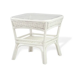 Natural Rattan Wicker ECO Handmade Design Alexa Square Coffee Table White - Picture 1 of 9