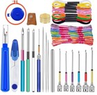Kraball 41pcs Needle Punch Kit Full Set Big Seam Ripper Thimble Embroidery Hoop