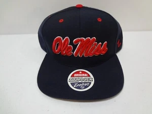 Vintage NCAA Ole Miss Rebels Script Snapback Cap Hat Zephyr NEW NWOT Wool Blend - Picture 1 of 4