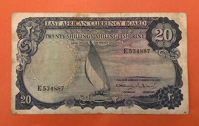 EAST AFRICA 1964 ISSUE 20 SHILLINGS BANKNOTE CRISP VF. Pick#47a. - Image 1 of 2