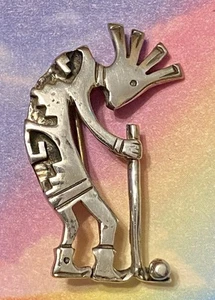 Sterling Silver Kokopelli Golf Pin Fathers Day Gift - Picture 1 of 6