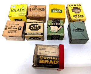 Lot Vintage 9 Boxes - Wire Nails Brads 1/2", 5/8", 3/4", 1" Assorted Brands - Picture 1 of 5