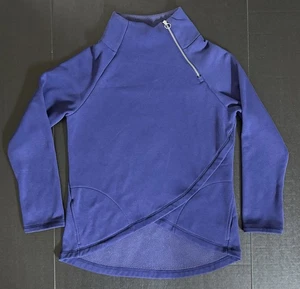 Earth Yoga Sweatshirt dunkelblau asymmetrisch Reißverschluss Stehkragen Größe S - Bild 1 von 7