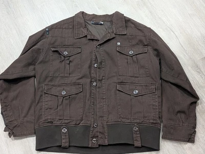 Rocawear Jacket Mens 2XL Brown Utility Bomber Epaulettes Pockets Mesh Lined - Image 1 of 4