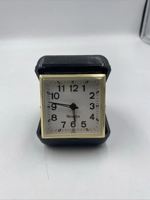 Westclox Travel Alarm Clock Keywound Folding Case Model 44530 44540 44531 - Image 1 of 4