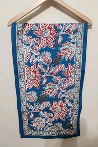 Chemin de table ANOKHI imprimé bloc bleu floral 15 x 70" - Photo 1/5