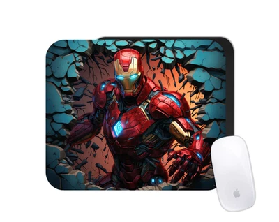 Alfombrilla de ratón Iron Man | Alfombrilla de escritorio de héroe roja y dorada | Regalo de superhéroe personalizado Foto 1 de 4