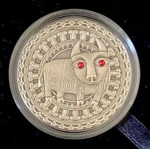 BELARUS 20 Roubles 2009 Silver Coin "Taurus" of "Zodiac Signs" with Zyrcons - Picture 1 of 5