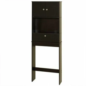ZENNA HOME BATHROOM SPACESAVER W/ 2 DOOR CABINET, ESPRESSO *DISTRESSED PKG - Picture 1 of 3