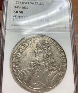 1747 Ragusa Taler Tallero NGC AU58 TOP POP RARE - Picture 1 of 4