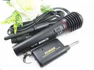 Dynamic Karaoke Vocal Wireless Wired Handheld Microphone Mic FM Receiver System - Picture 1 of 10