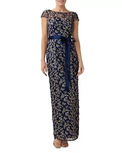 Adrianna Papell Damen Blumenmuster bestickt Säule Kleid blau 6 B4HP FEHLENDER GÜRTEL - Bild 1 von 3