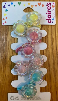 Claire’s Set de 4 soportes de cola de caballo margarita~rosa claro~rosa oscuro~verde~amarillo NUEVO CON ETIQUETAS Foto 1 de 3