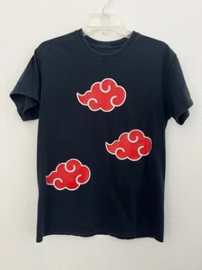 Naruto Akatsuki Clouds Black/Red Graphic Print T-Shirt - Picture 1 of 6