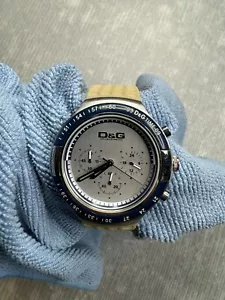 D&G Dolce & Gabbana Juan Chr DW0417 Blue Bezel Silver Dial Silicone Strap WATCH - Picture 1 of 18