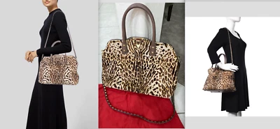 IMPRESIONANTE Bolso Cúpula de Cuero con Estampado de Leopardo Animal Valentino Rockstud Foto 1 de 4