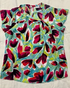 Liz Claiborne geblümtes Blusentop Größe L - leicht gebraucht weiß multi - Bild 1 von 2