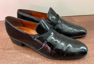 Men's Vintage Bally Fashion Opera Patent Leather Tuxedo Loafers Shoes 11 M - Picture 1 of 9