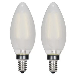 2 Pack Satco S21704 4.5W 40W CTF LED Frosted B11 Candelabra E12 2700K Warm White - Picture 1 of 4