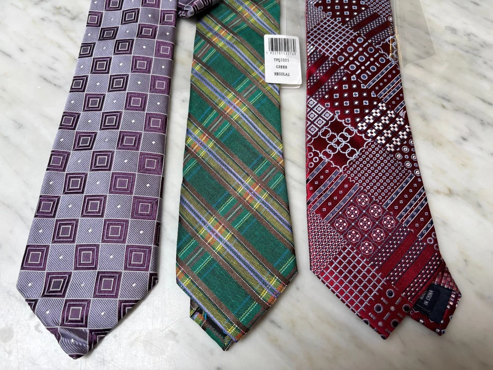 Tres corbatas de seda, lino Paul Fredrick nuevas - cuadros y patrones Foto 1 de 2