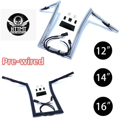 Manillar de gancho de carne de 1,25" para Harley Road King FLHR 2008-2013 elevación 12' 14" 16" Foto 1 de 4