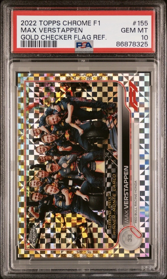 2022 Topps Chrome F1 Max Verstappen Gold Checker Flag Refractor /50 #155 PSA 10 - Image 1 of 2