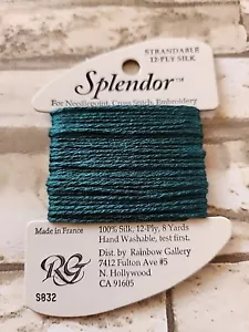 Rainbow Gallery Splendor Dark Green 832 100% Silk 8 Yards Needlework - Picture 1 of 3