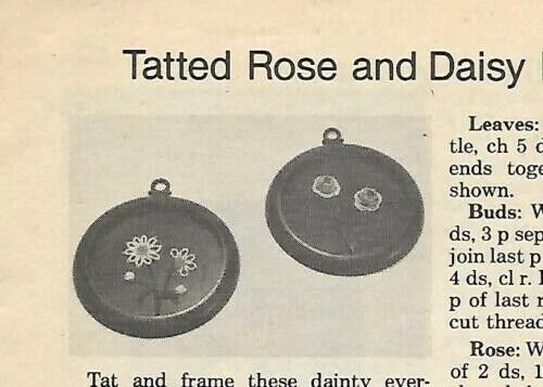 vintage, Rose & Daisy Mini-Pictures tatting PATTERN INSTRUCTIONS - image 1 of 1
