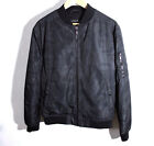 Zara Man Bomber Jacket Black Camouflage Camo Size Large Quilted Interior