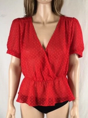 Blusa Roja Junior Nueva Con Etiquetas Aqua Lunares Imitación Envoltura Talla L Foto 1 de 4