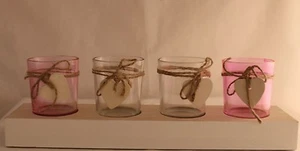 ***4er Set Teelicht-Halter*** farbig + klar/ Glas** neu - Picture 1 of 1