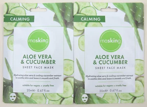Masking. Aloe Vera & Cucumber Sheet Face Mask. Twin (2) Pack. BNIB & Sealed. - Picture 1 of 1